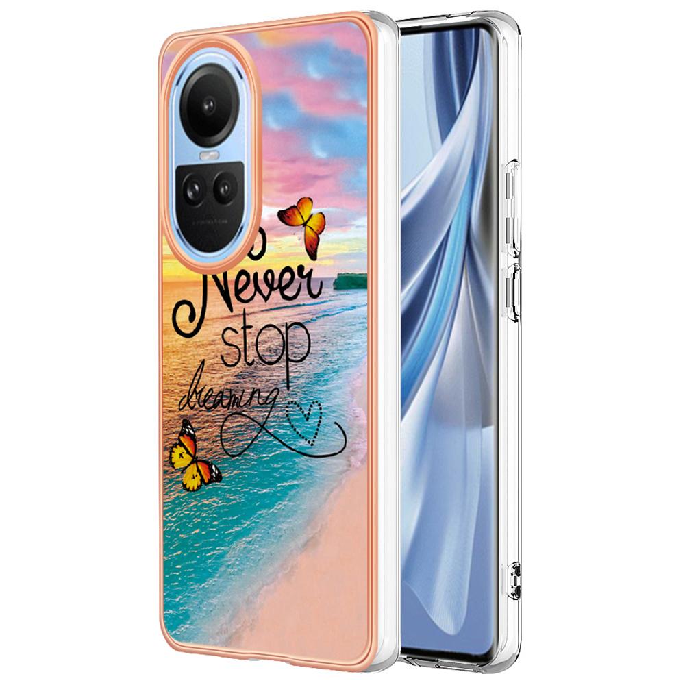 

For Oppo Reno10 5G (Global) Case with IMD Marble Flower Pattern TPU Mobile Back Cover Never Stop Dreaming