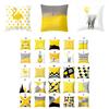 Classic Yellow Geometric Pillow Case Crafted From Luxurious Peach Skin Cashmere