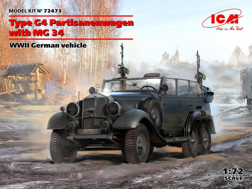 ICM 1/72 German Army G4 Partisan Wagen with MG34 Plastic Model Kit 72473