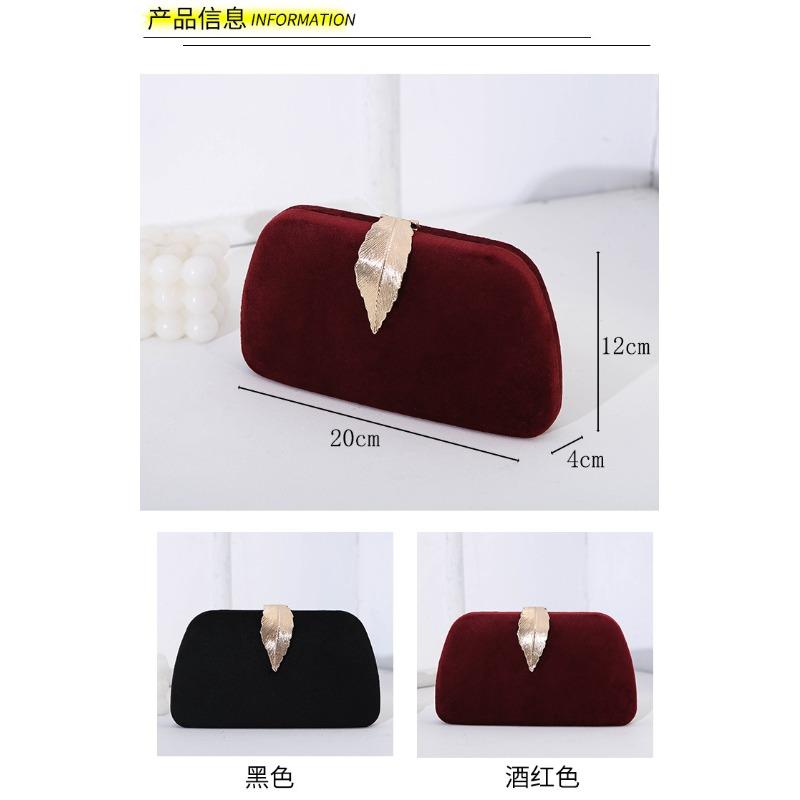 New fashion temperament dinner bag velvet metal leaf dress with banquet clutch bag small square bag women