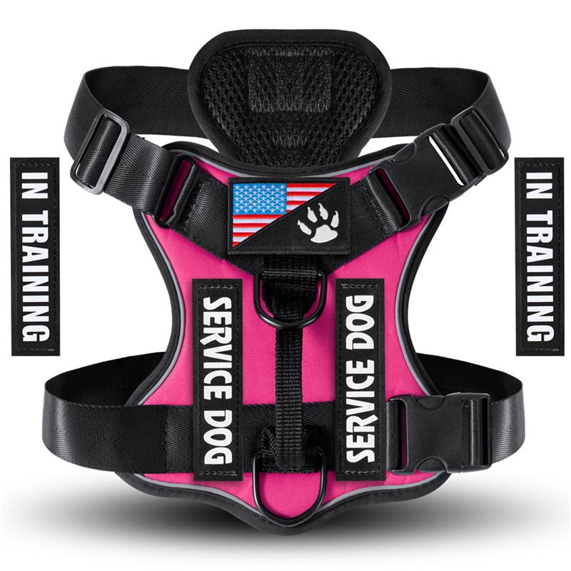 Oxford Working Dog Harness Reflective Medium Large Dog Vest Harness with 5 PCS Patches WD Harness Pet Dog Accessories