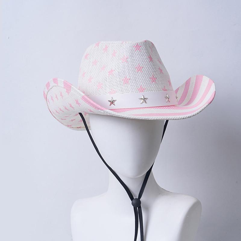 Outdoor Unisex American Flag Western Cowboy Hat Classic Men Wide Brim Sun Protection Fishing Cap Fashion Women Jazz Straw Hats