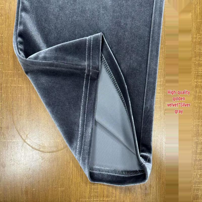 Women s Gold Velvet Wide-Leg Pants - Autumn/Winter 2025 High-Waisted, Plus Size, Elegant Drape Style 4XL (156-170 kg)