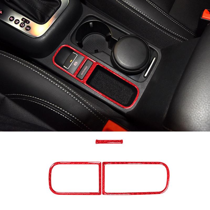 Real Carbon Fiber Car Central Electronic Parking Brake Frame Decoration Sticker For Volkswagen Tiguan 2013-2017 Car Accessories