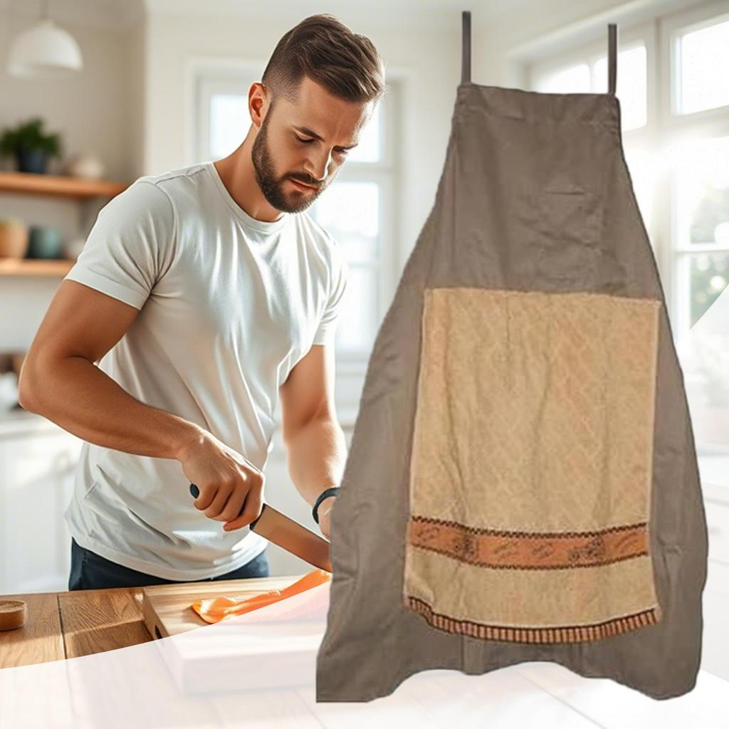 Prank Apron For Men Funny Chef Apron Humorous Washable Novelty Costume W/Openable Towel For BBQ Workshop Art Studio Pottery