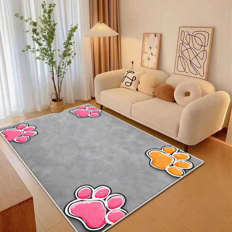 Stile Semplice Carino Disegno Animato Tappeto per Soggiorno Antiscivolo Impronte di Animali Morbido Tappeto per Camera da Letto Soffice Tappetino per Tavolo Divano Lavabile
