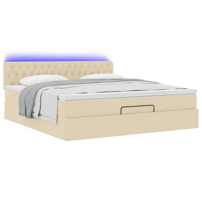 VidaXL Cadre de lit ottoman avec matelas crème 160x200 cm tissu, cadre de lit, cadre de lit rembourré, cadre de lit ottoman 3312407