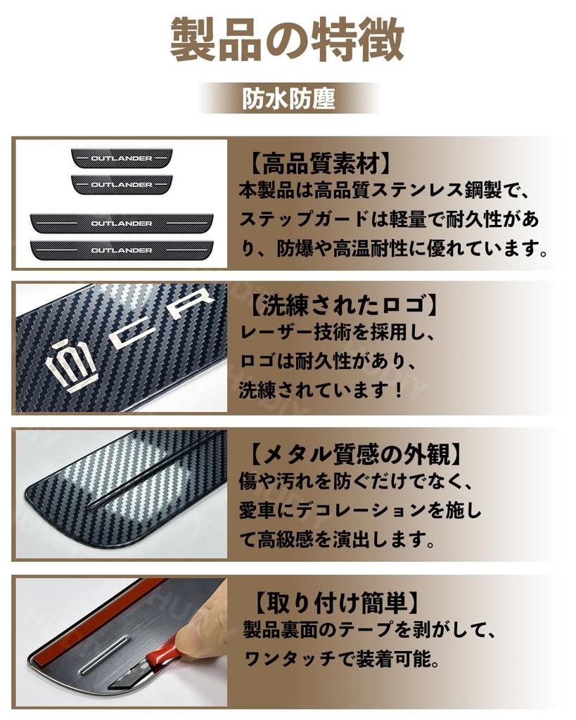 HUDIY Stainless Steel Side Step Guards for Outlander 2021 Door Scuff Luggage Step Tape Stain Japanese Instruction Manual Set Fiber (Hoodie) (December