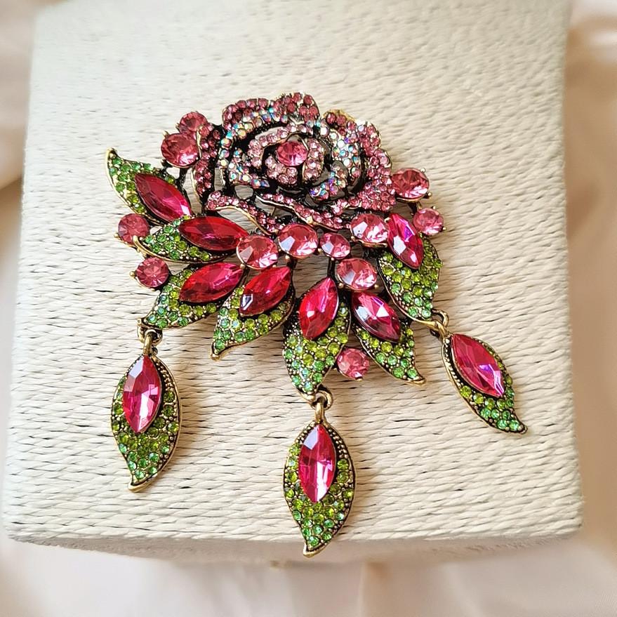 Grande Spilla Barocca Classica Vintage con Motivo Floreale per Regalo o Collezionismo