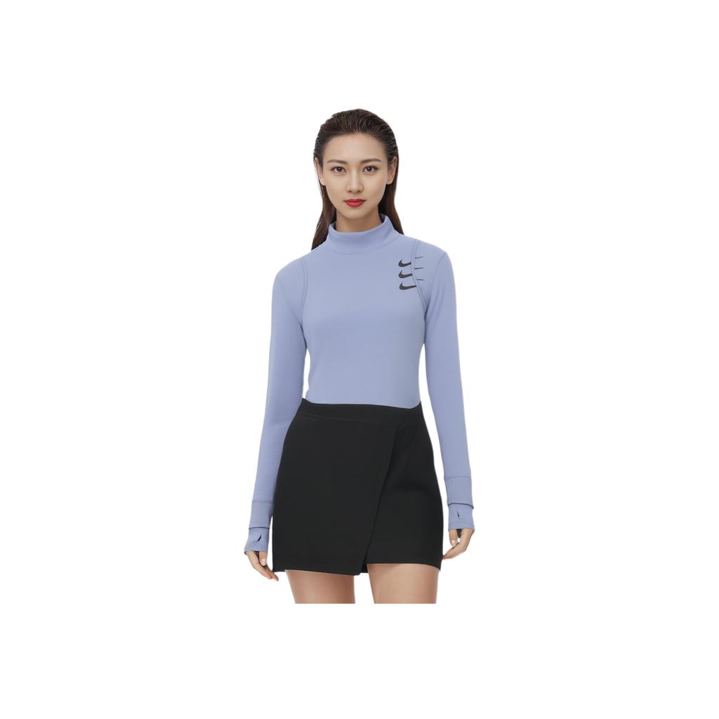 Nike Dri-Fit Adv Running Division Solid High Neck Long Sleeve Running T-Shirt Women Tops Slate-Gray FB7808-493