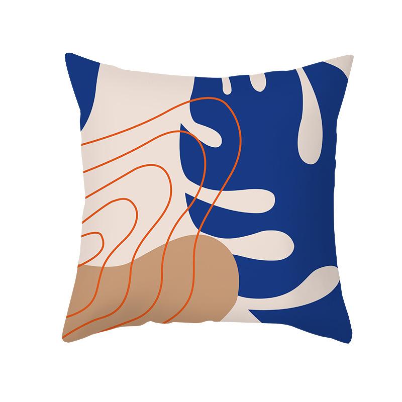Nordic Simple Pillow Cover Ins Blue Abstract Super Soft Printed Pillow Retro Art Pillow Cover Sofa Cushion