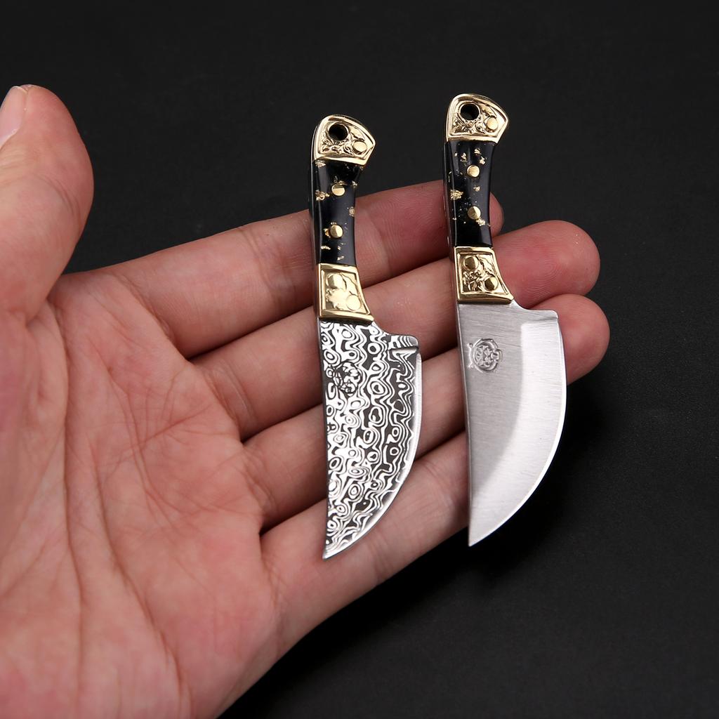 Mini Pocket Knife Shell Acrylic Keychain Pendant With Leather Cover Cleaver Blade Cutter Outdoor Tool Portable Folding Knife