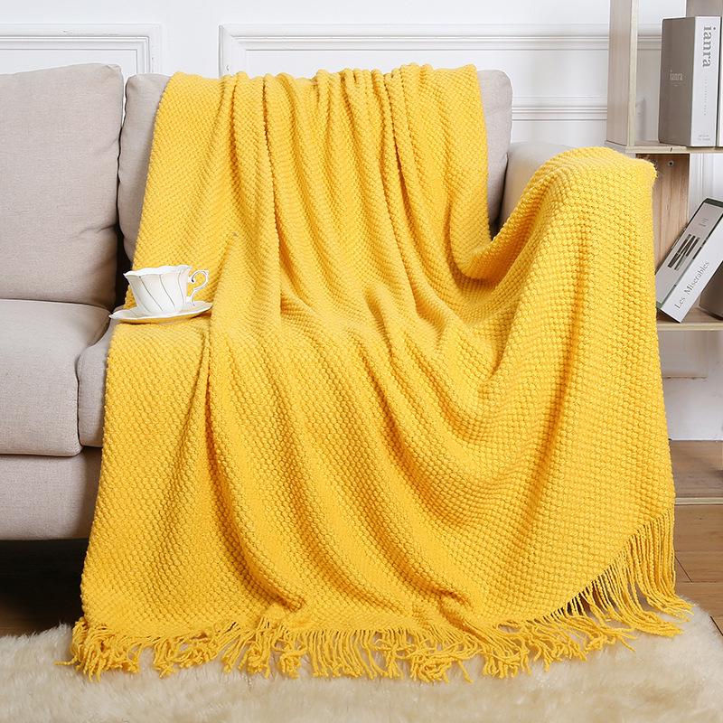 Bohemian Knitted Throw Blanket for Bed, Sofa, or Office Nap
