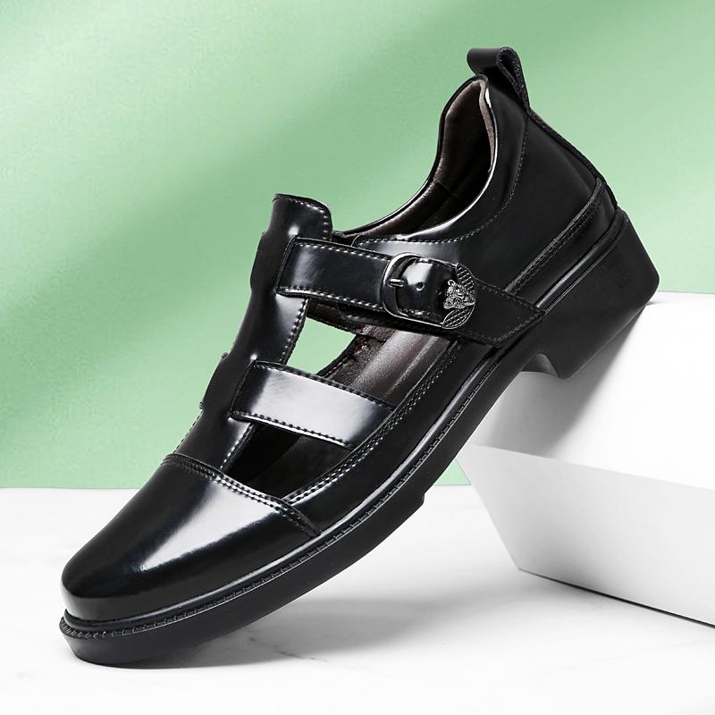 Fashion Stylish Casual Leather Sandals Outdoor Men Summer Flats Breathable Slippers Non-slip Comfortable Beach Shoes Light Roma Footwear