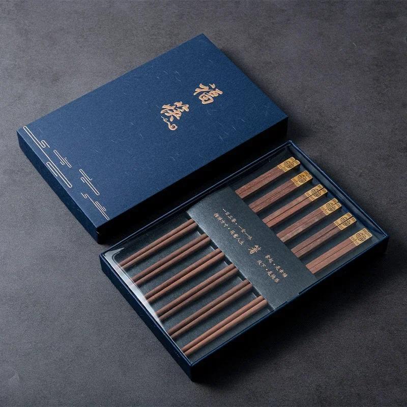 BEPAN Home Hotel Hot Pot Chopsticks Restaurant Solid Wood Chopsticks Chinese Style Chicken Wings Wooden Gift Box