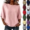 Women's Vintage Neck Short Sleeve T-Shirt Loose Fit Blouse for Everyday Wear
