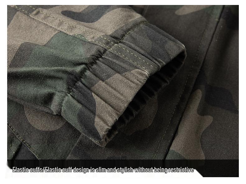 Herren Camouflage Baumwolle Elastischer Arbeitsanzug - Verdickte Schweiß- und Autoreparaturausrüstung für Frühling/Herbst.