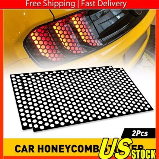 2pcs Universal Car Rear Tail Light Stickers Honeycomb Type Decal Carbon Fiber