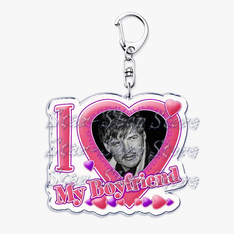 Hot Pedro Pascal I Love My Boyfriend Heart Keychain for Women Accessories Key Chain Ring Keychains Jewelry Fans Gifts
