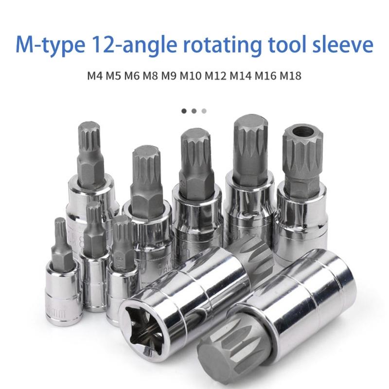 Driepuntige Spline Bit Dop Set, 10 Delen Set 1/2inch 1/4inch 3/8inch Aandrijving met Draagtas