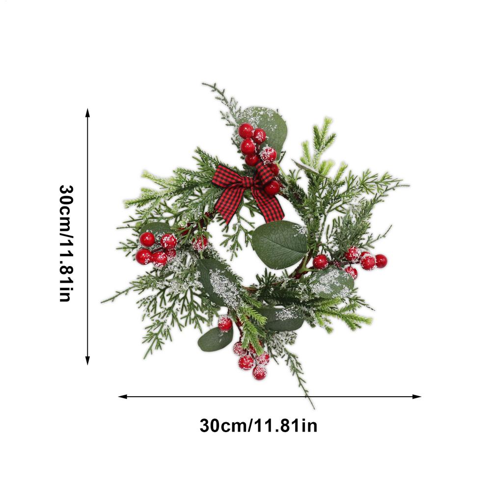 Artificial Pinecone Wreath Holiday Red Berry Garland Decorative Table Wreath Classic Christmas Wreath For Dining Table Candle