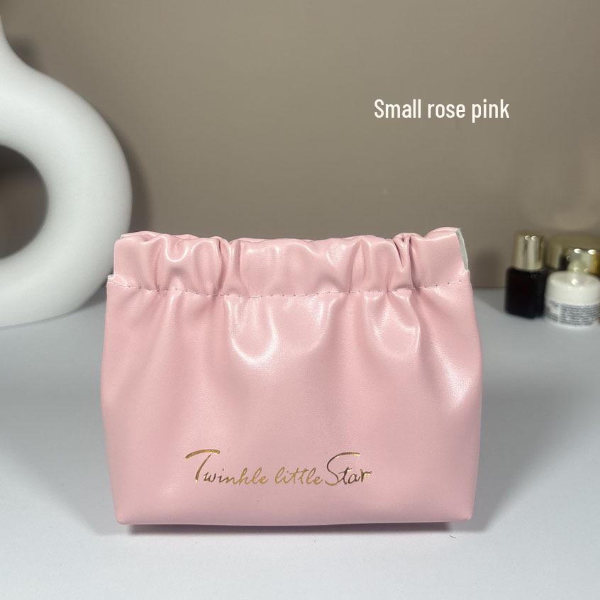High-Value PU Pleated Cosmetic & Lipstick Travel Makeup Bag