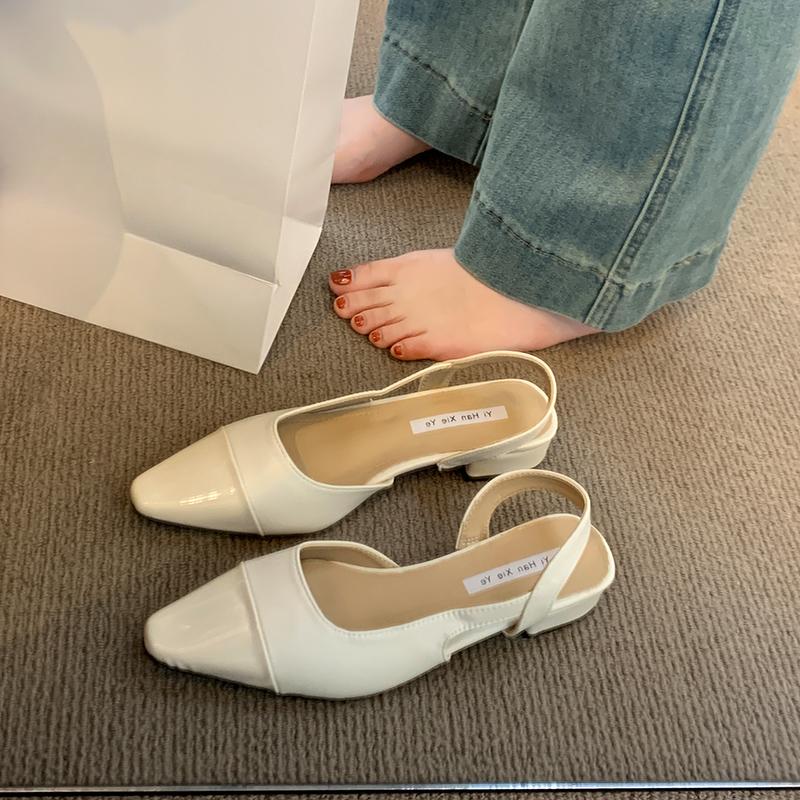 

Модные женские летние новые простые однотонные сандалии баотоу, повседневные универсальные офисные сексуальные туфли-лодочки с острым носком на низком каблуке Mujer Zapatos 35 бежевый