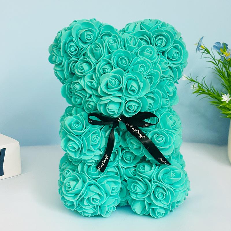 

Valentine s Day Preserved Rose Bear - Creative Little Bear Gift with Foam Flowers. 25CM Bear Only