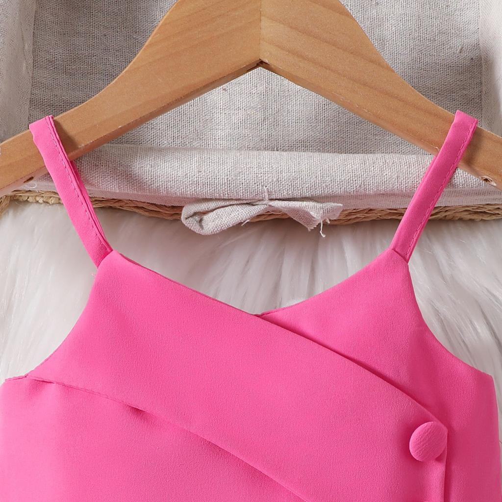 2-6T Summer Baby Suit New Girls Suit Foreign-style Candy-coloured Halter Top + Shorts 2pcs