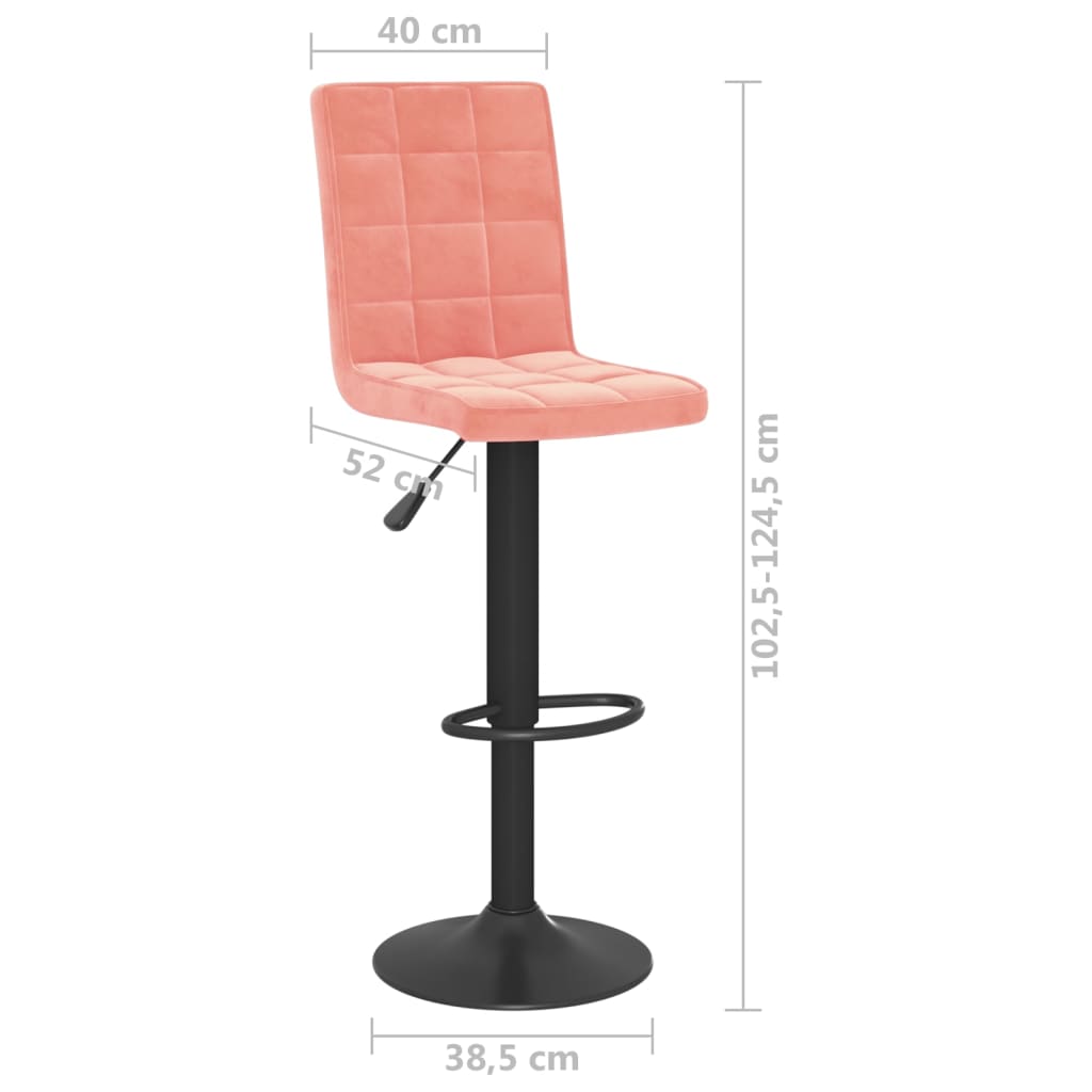 Bar Stool Set of 2 Pink Velvet
