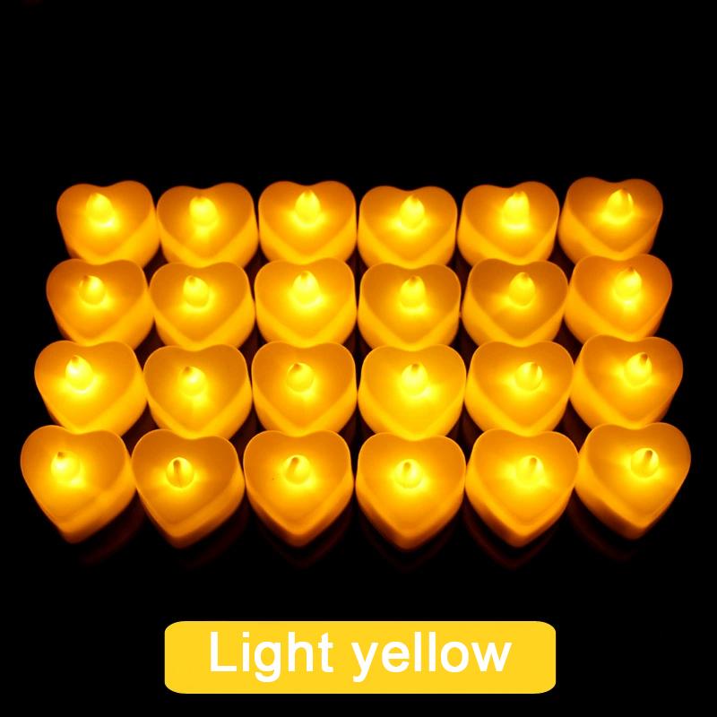 

1/3/6/24 шт./компл. небольшой чайный восковой светильник, красивый без тепла для вечеринки 1Pc светло-желтого