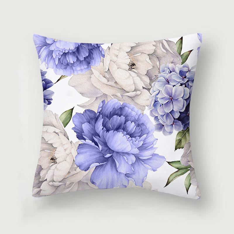 Rose Collection Floral Print Pattern Cushion Cover Home Living Room Sofa Decoration Square Polyester Pillow 45X45Cm