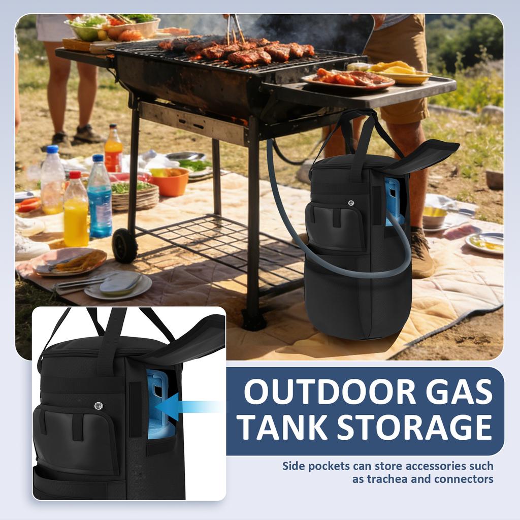 20 lb Propane Gas Tank Bag Oxford Cloth Waterproof Propane Tank Cover with Side Flip Flap and 2 Storage Pocket Gas Bottles Cover