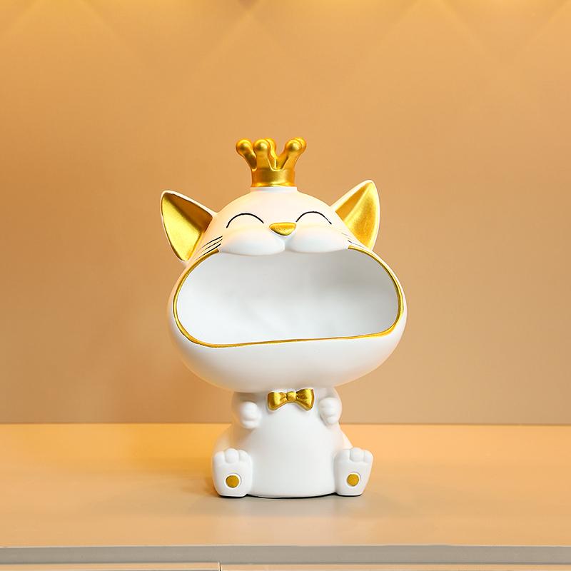 Krone Großer Mund Katze Ornament Freudvolle Reichtum Anziehung Katze Schlüsselaufbewahrung Ornament Haus Schreibtisch Dekoration Einweihungsgeschenk