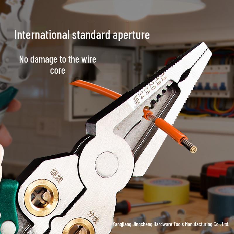 Stainless Steel Multi-functional Wire Stripper with Voltage Tester and Cable Cutting Pliers for Electricians