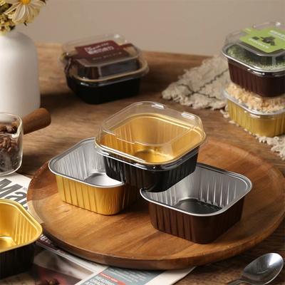 Aluminiumfolien-Muffin-Förmchen Hitzebeständige Aluminium-Kuchenbecher mit Deckel Runde Backförmchen mit Deckel Küchen-Hochzeits-Geburtstagsfeier-Zubehör