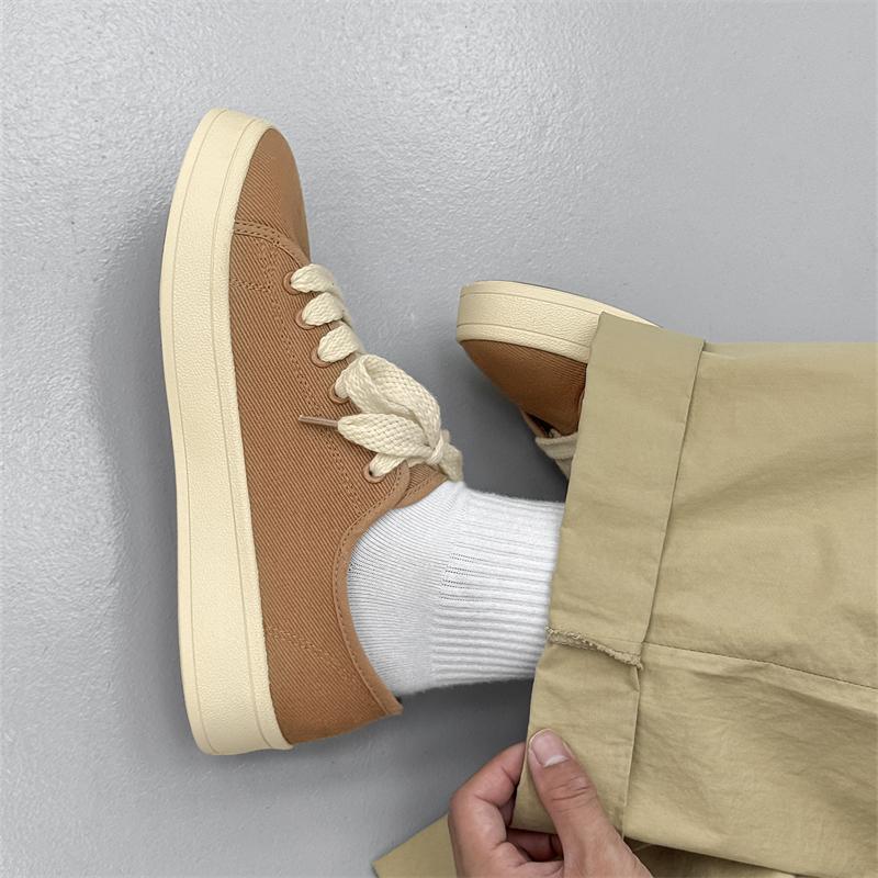 2025 Fashion Solid Color Men's Lace-Up Casual Shoes Low-Top Comfortable Daily Walking Shoe Breathable And  Anti -Slip Flat Shoes