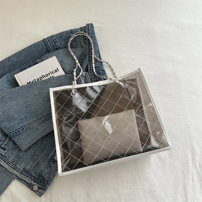 

Сумка из ПВХ прозрачная желе женская сумка летняя новая модная сумка через плечо подмышкой повседневная большая вместительная сумка