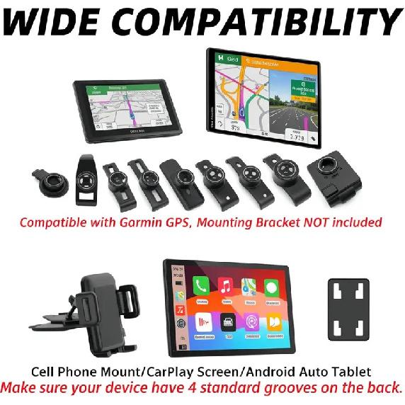 Support pour Emplacement CD pour Écran Carplay Bille de 17 mm pour GPS Garmin Nuvi Téléphone Portable dans la Voiture Moniteur 4"-11" Android Auto Tablette Porte-CD