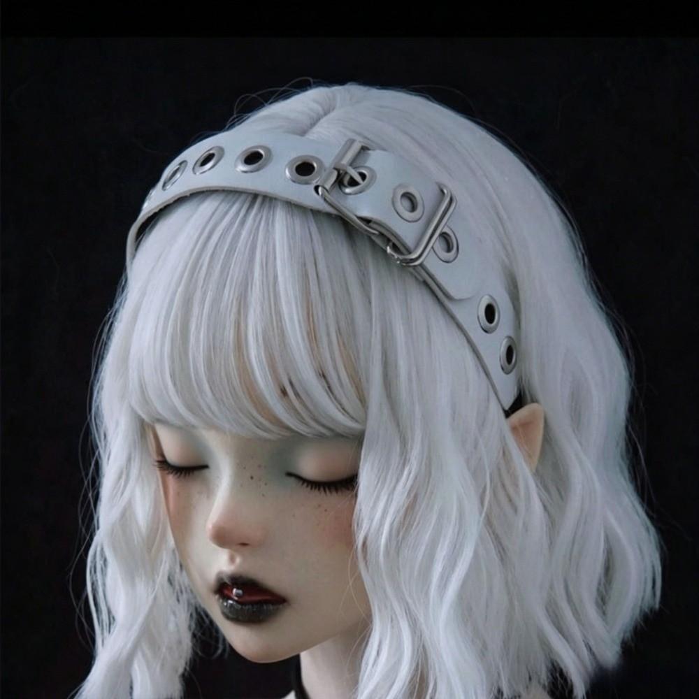 Leather Buckle Punk Rivet Hairband Fabric Band Leather Hair Hoop Gothic KC Headband Party Gift