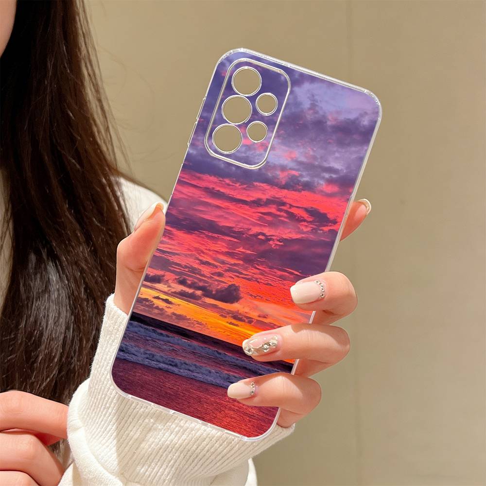 Meeresblick Sonnenuntergang Handyhülle Transparentes Silikon Weich Für Samsung S25,S24,S21,S22,S23,S30,Ultra,S20,Plus,Fe