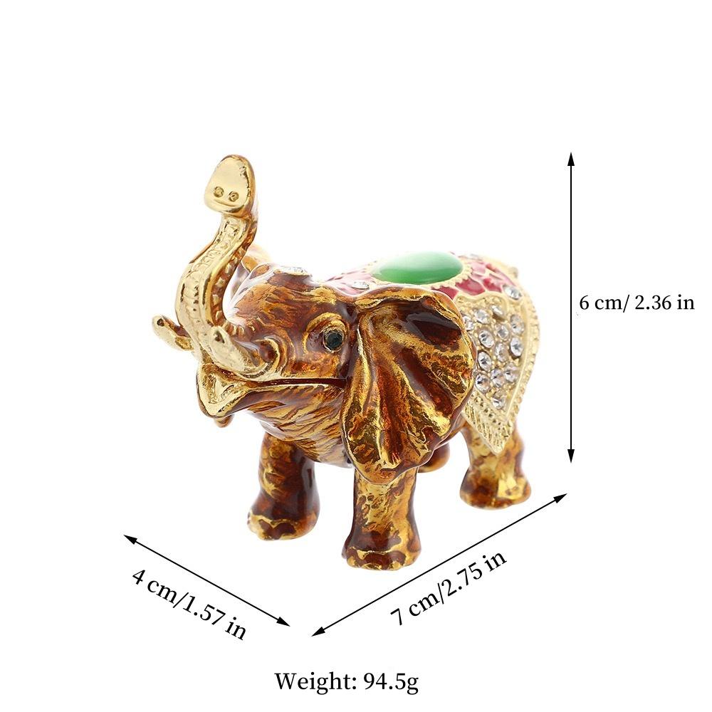 Mini Jewelry Storage Box Inlaid Gem Organizer Enameled Elephant Alloy Earrings Ring Holder Storage Jar Unique Festival Gift