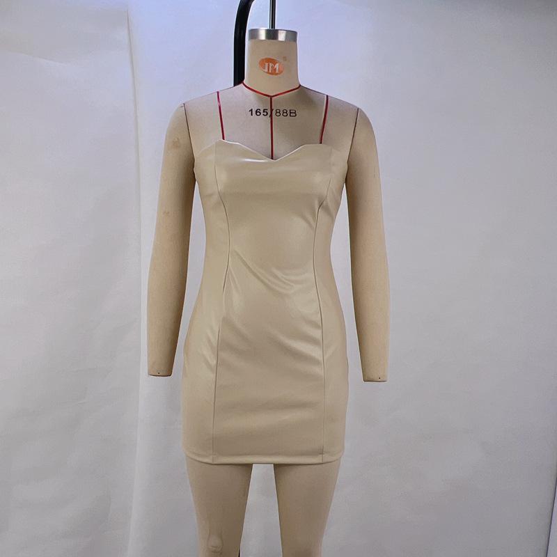 2024 European & American Style Women's Solid Color Sexy Tube Top Slim Waist Dress - Nightclub Outfit