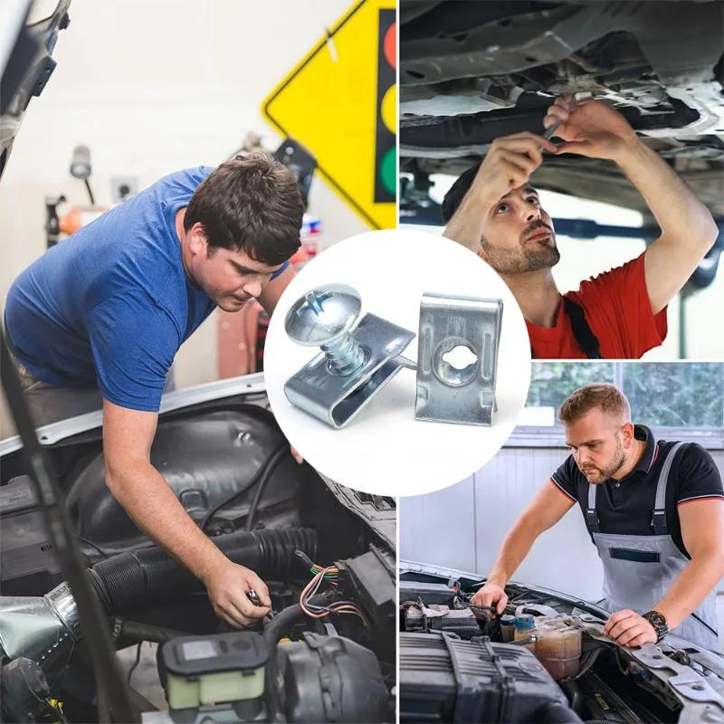 Self Tapping Screws Metal Fastener Clip Car Motorcycle U-Type Clip with Screw Anti-rust Protection Clip Screw Iron Sheet Kit