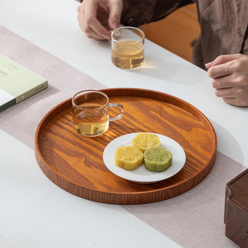 Round Wooden Serving Tray – Multipurpose Plate for Steak, Sushi, Dessert, Salad, Kitchen and Restaurant Tableware