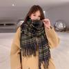 Japanese and Korean College Style Sub Striped Tassel Couple Scarf Widened To Keep Warm  Sweet and Fresh Shawl and Scarf Dual Use