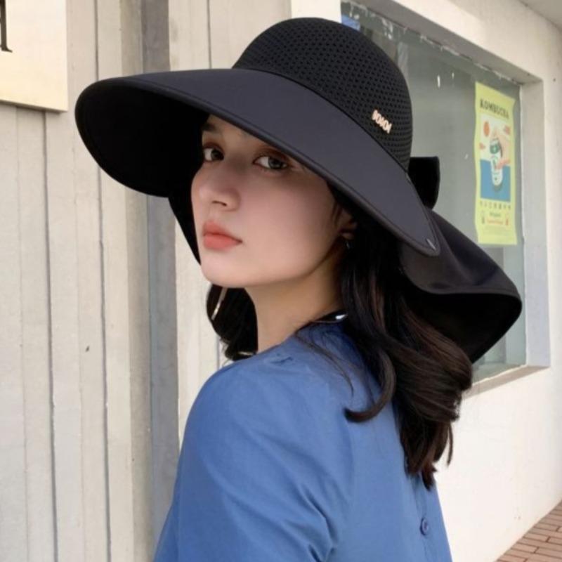 

1Pcs Shawl Sunscreen Cap Summer Outing Wide Brim Sun Hat with Neck Flap for Women Outdoor UV Anti Neck Protection Fisherman Hats чорний