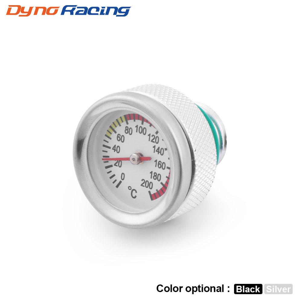 Motorcycle Fuel Tank Cap with Oil Temp Gauge (0-200℃), M20x1.5/M20x2.5, Black/Silver.