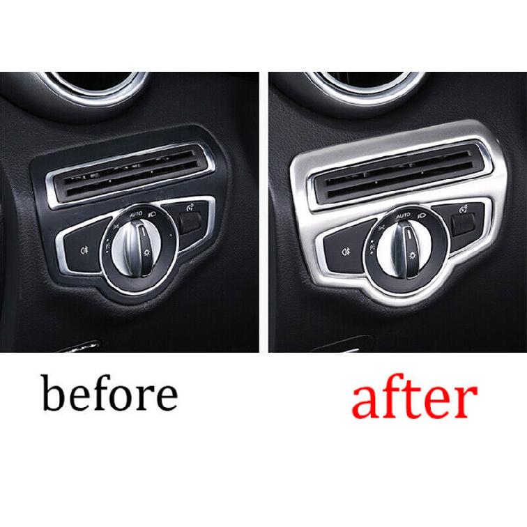For Mercedes-Benz GLC 2016- Steel Silver Function Control Button Frame Trim