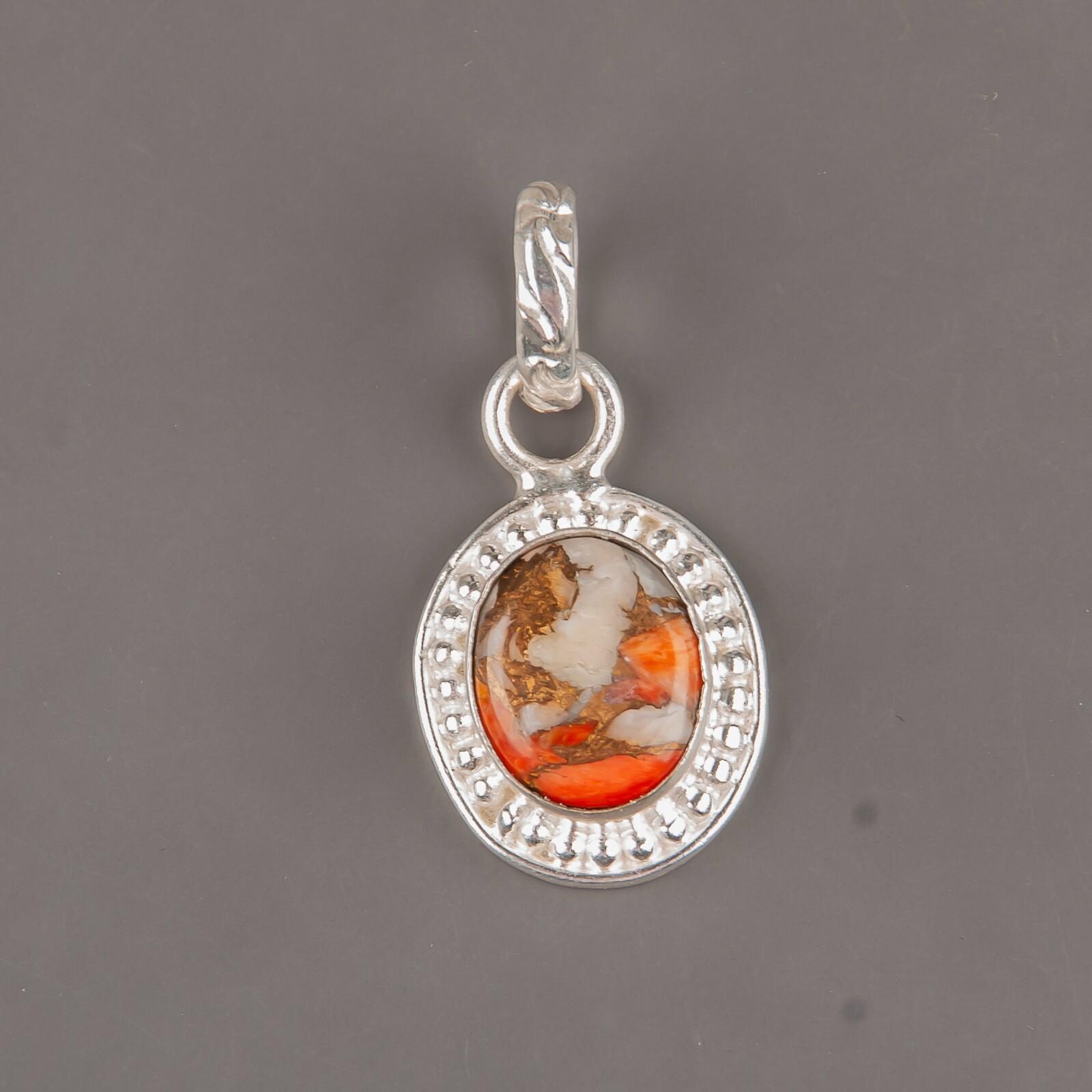 

Orange Copper Turquoise Gemstone 925 Sterling Silver Jewelry Women Pendant 1.20 PP-7-40
